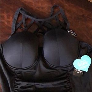 Swim suit with cris cross design on top